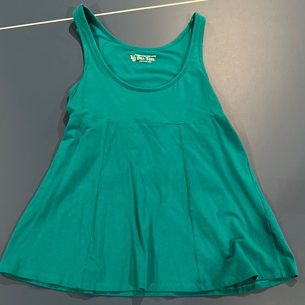 Victoria's Secret Green Fitted Tank Top with Scoop Neckline